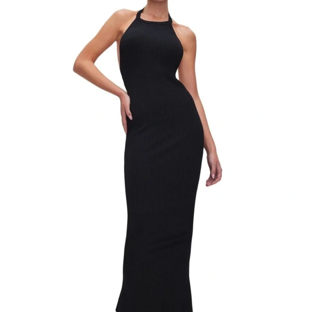 NWT Good American Black Halter Maxi Dress - Picture 1 of 11